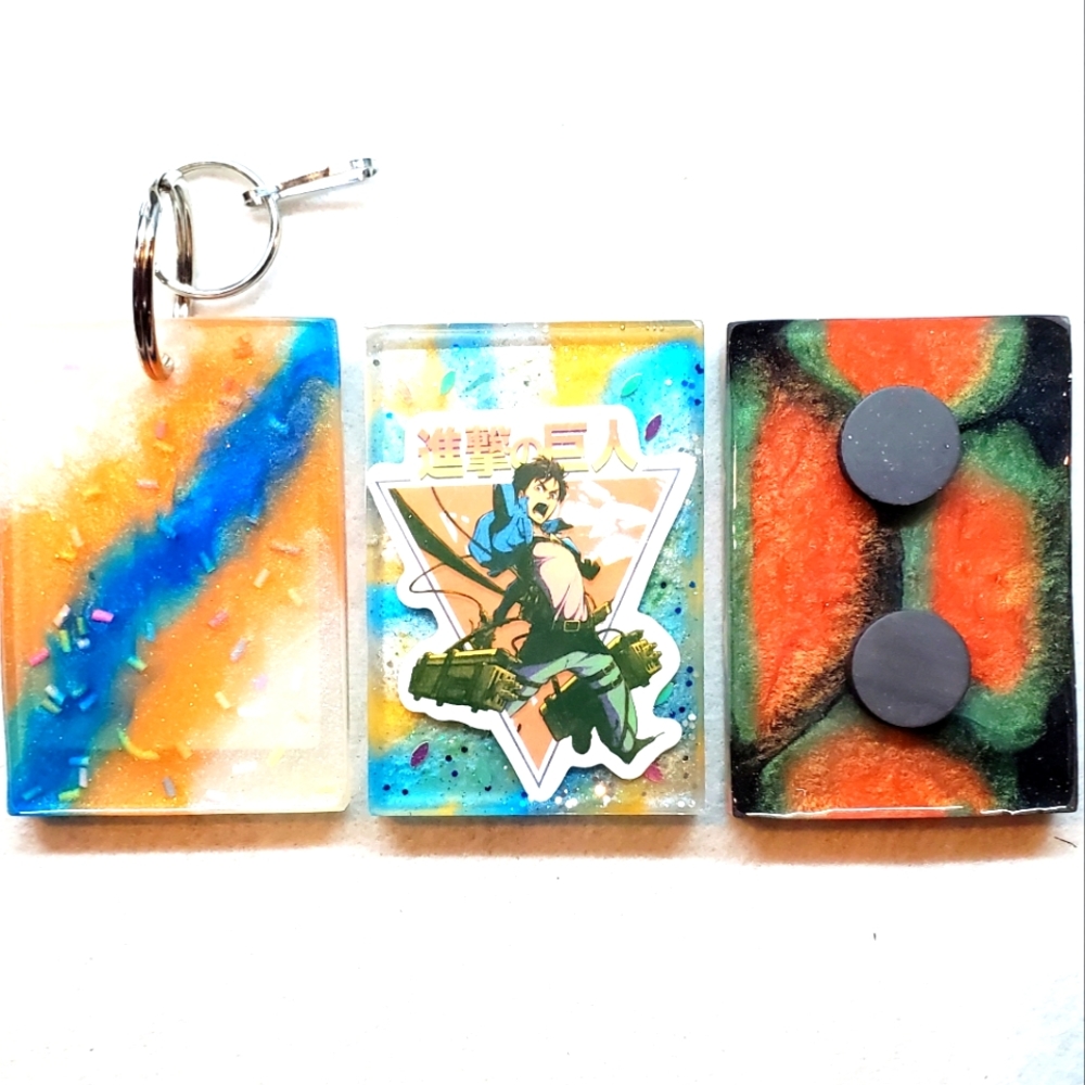 Eren Yeager Attack On Titan Keychain or Fridge Magnet "Your Choice"